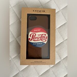 Coach Brown iPhone 8 Case with Pepsi-Cola Design